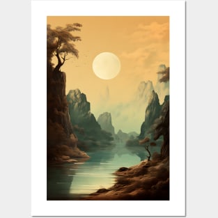 Glowing Horizon Vintage Nature Aesthetic Art Posters and Art